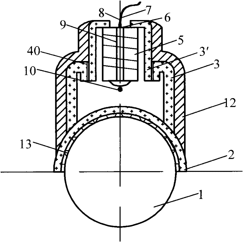 Surface pasting type vibration wire type reinforcing steel strain gauge