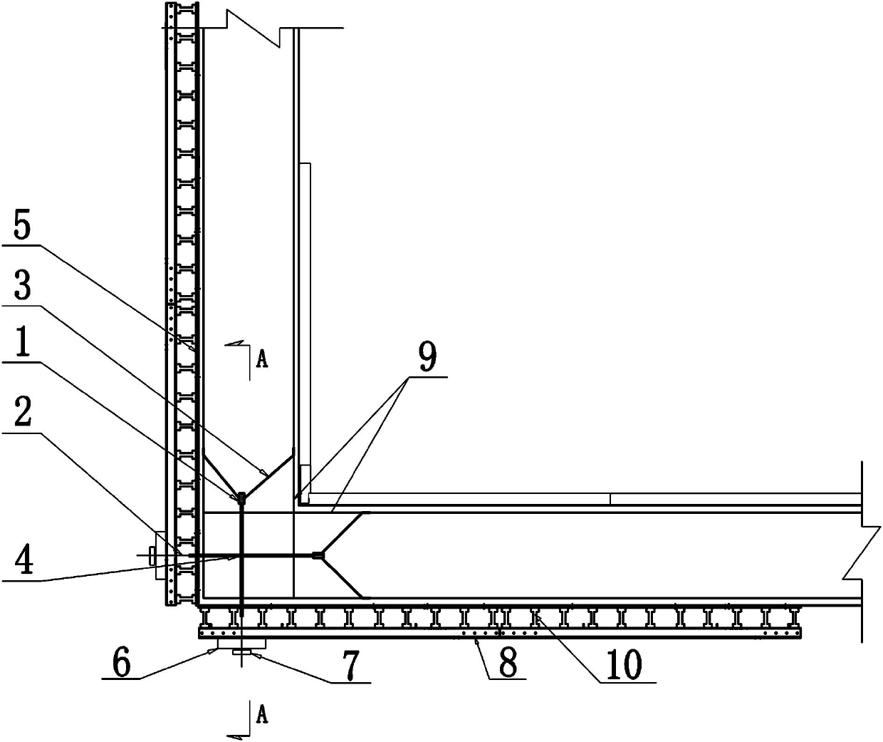 Device and method for positioning template corner