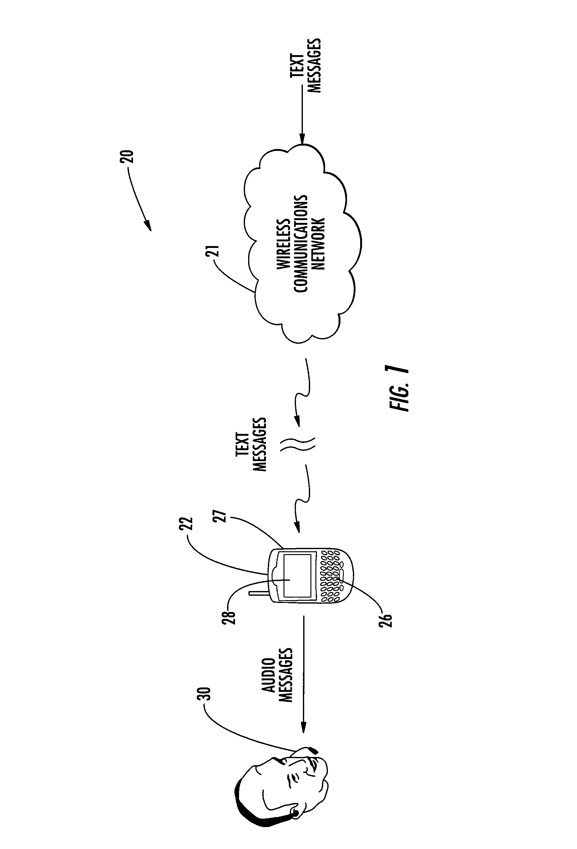 Communications system providing text-to-speech message conversion features using audio filter parameters and related methods