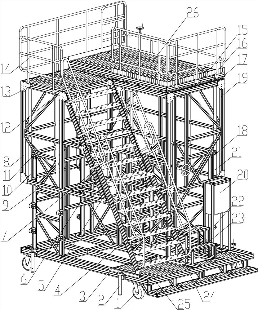 Engine and propeller system working platform and using method