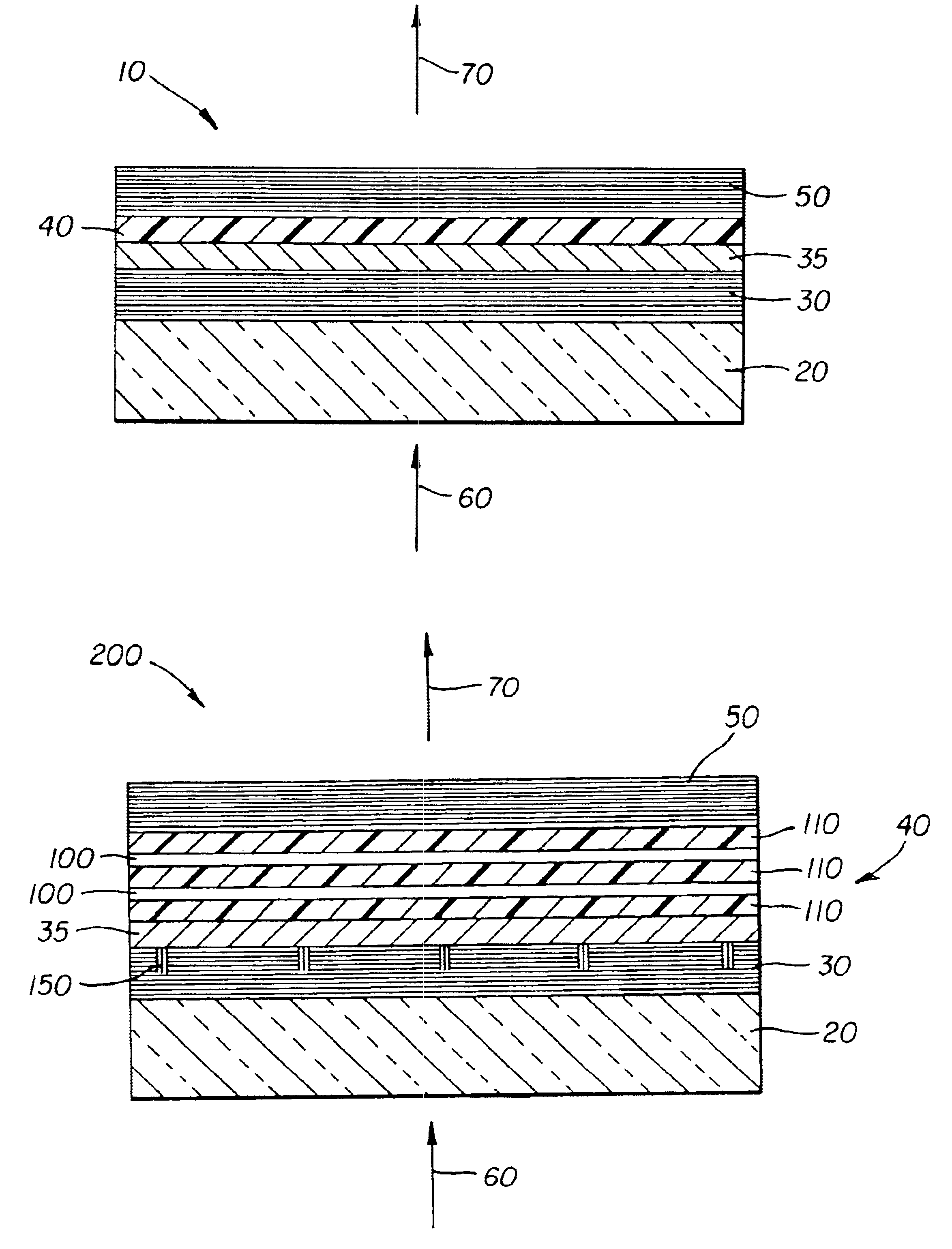 Organic laser having improved linearity