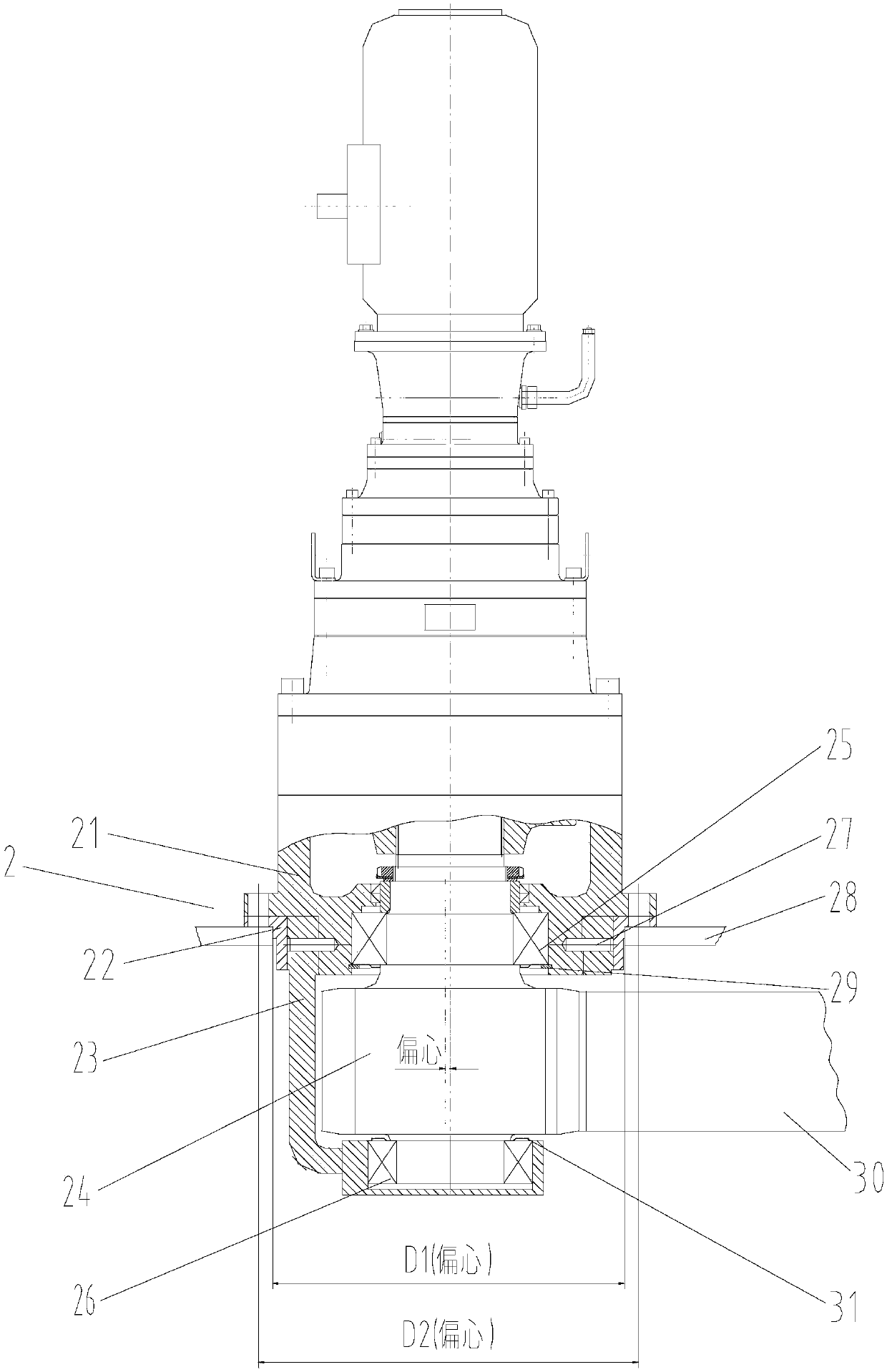 Yaw speed reducer output device