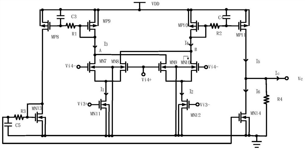 Low voltage self-modulation variable gain amplifier circuit and hybrid integrated circuit