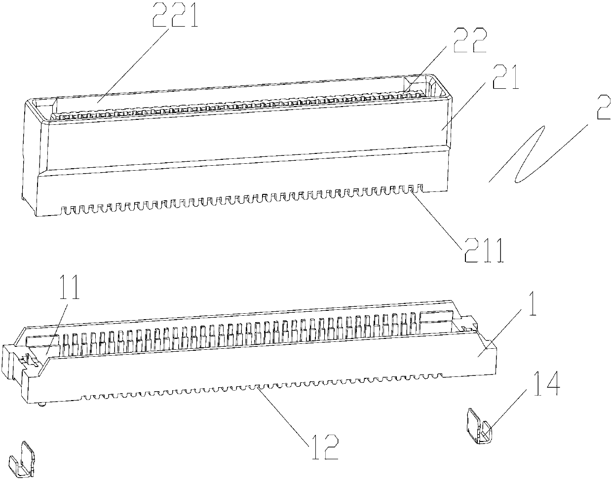 Socket connector of double-row needle structure and protecting structure thereof