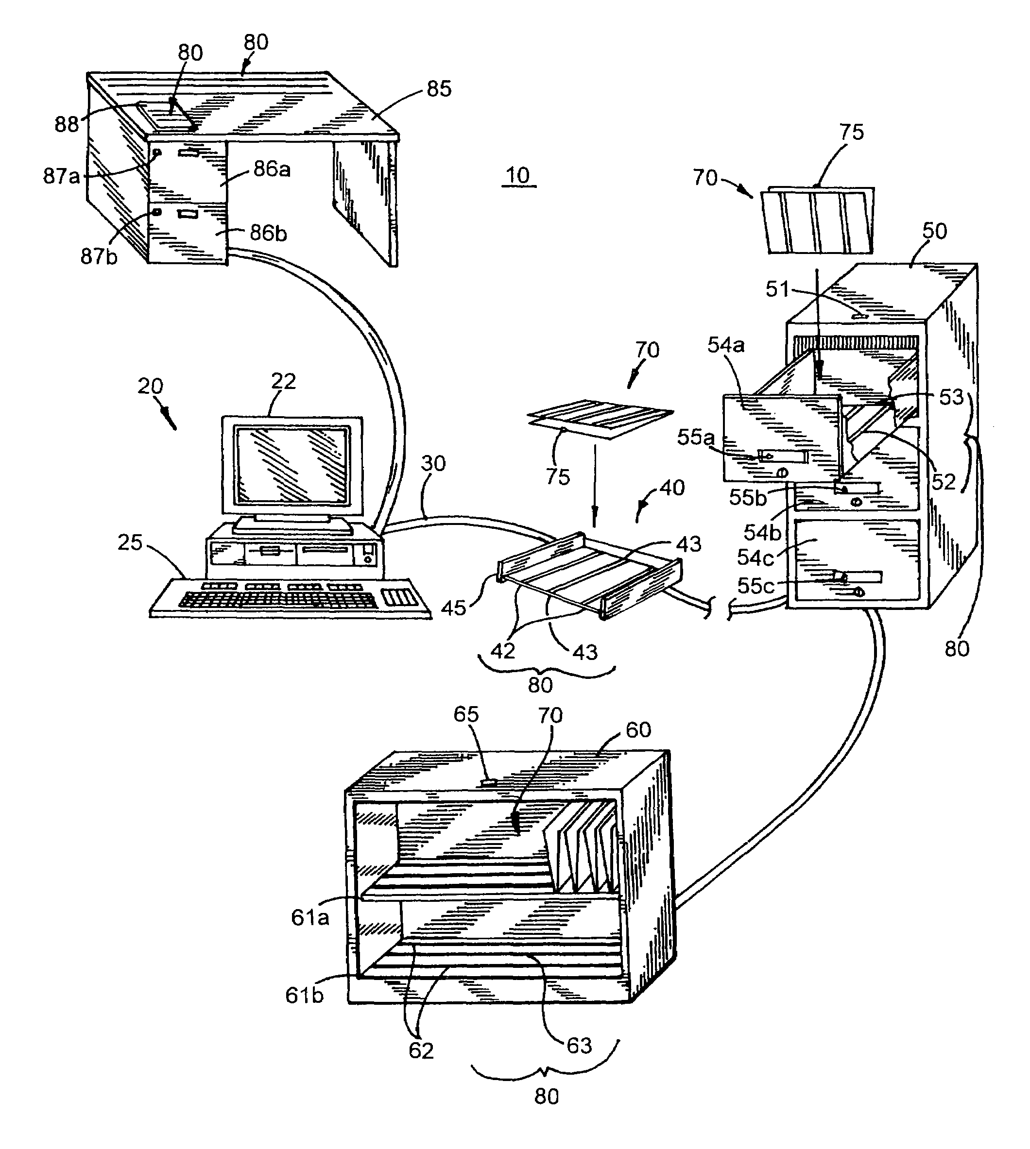 Electronic system, components and method for tracking files