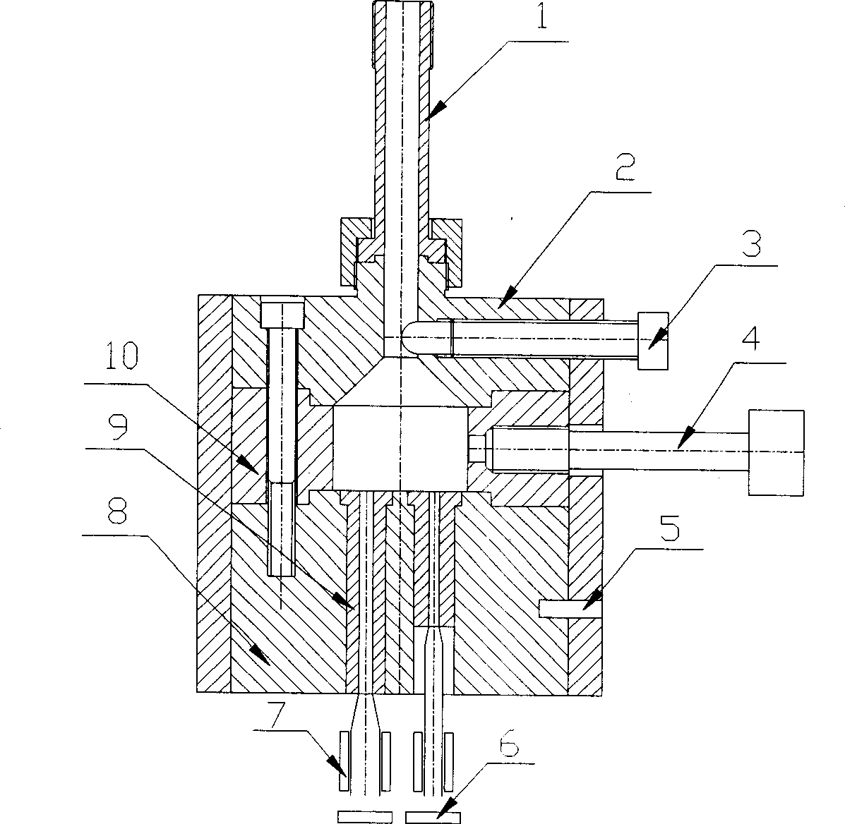 On-line type polymer double-capillary extrusion rheometer