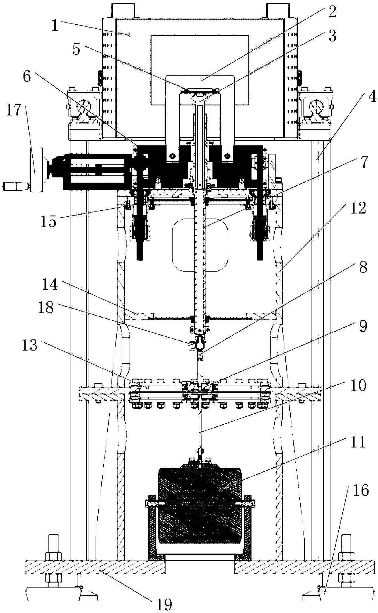 Resonant three-point bending high temperature fatigue testing machine