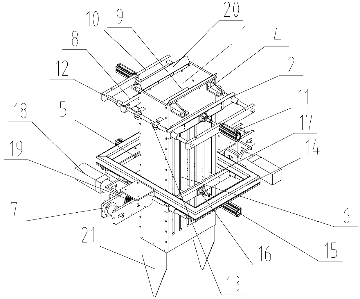 Vertical packaging machine subsidence type warehouse structure