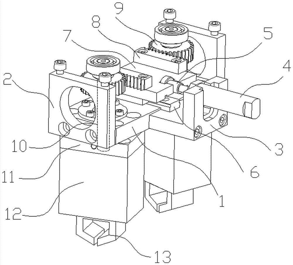 Welding pin taking device for bottom spot-welding