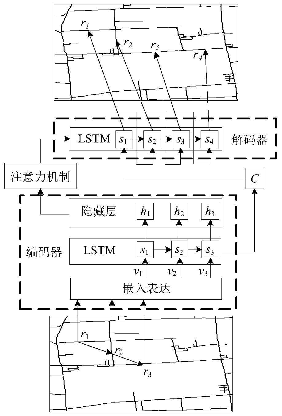 Urban scale taxi track prediction method based on attention mechanism