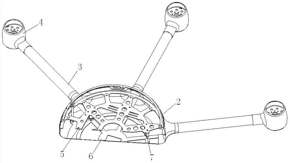 Carbon fiber multi-rotor unmanned aircraft fuselage and method for manufacturing the same