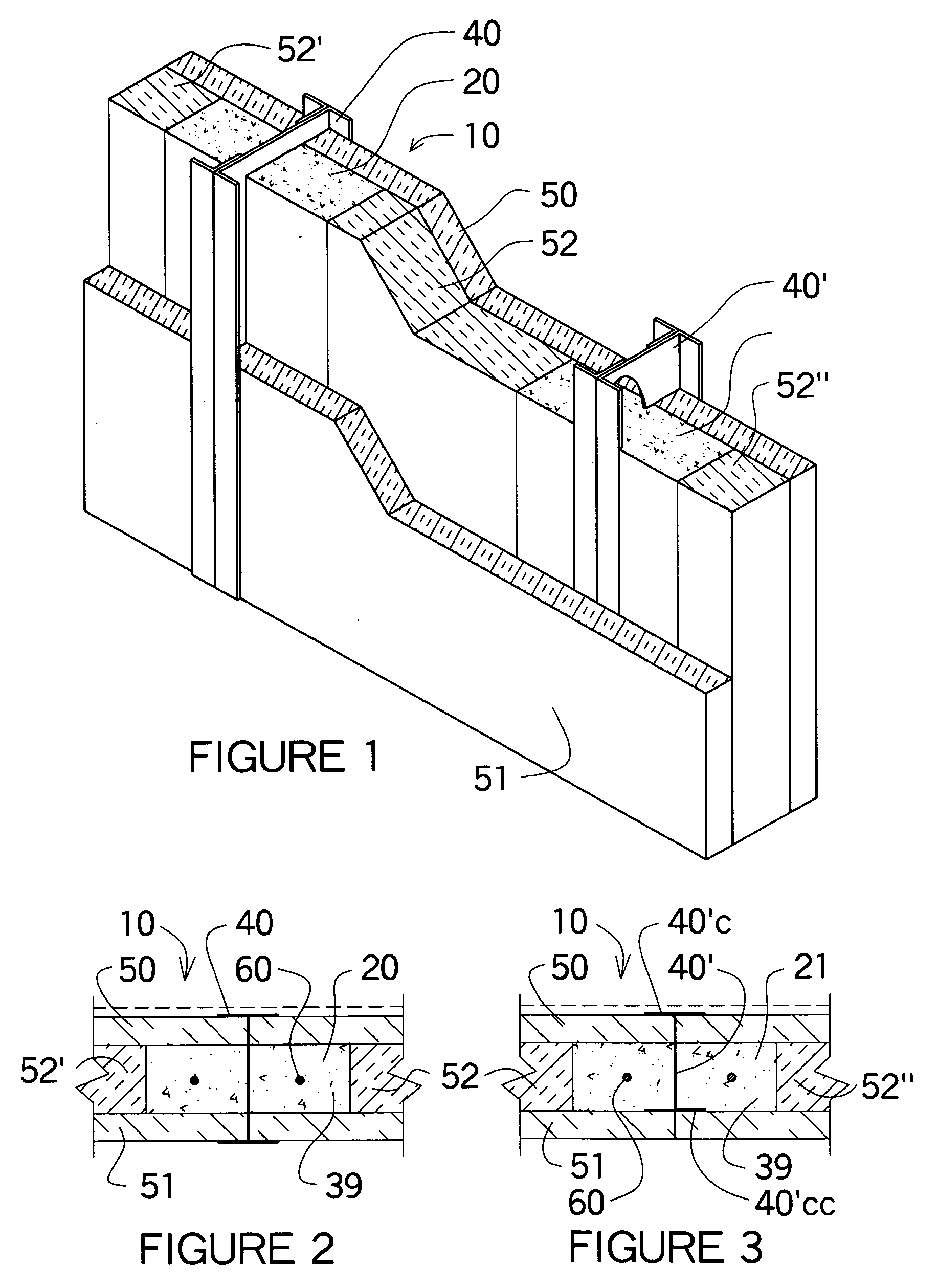 Building construction for forming columns and beams within a wall mold