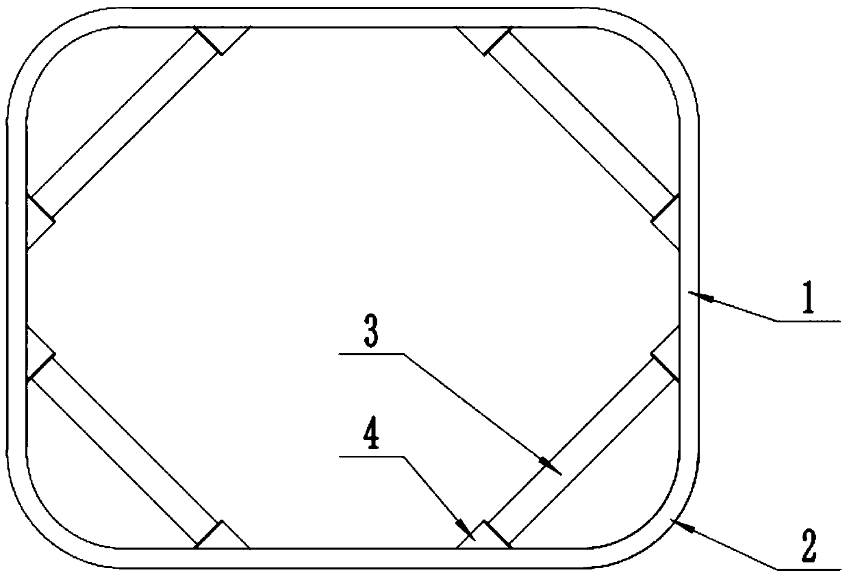 Square deep foundation pit non-build-in concrete wall supporting structure