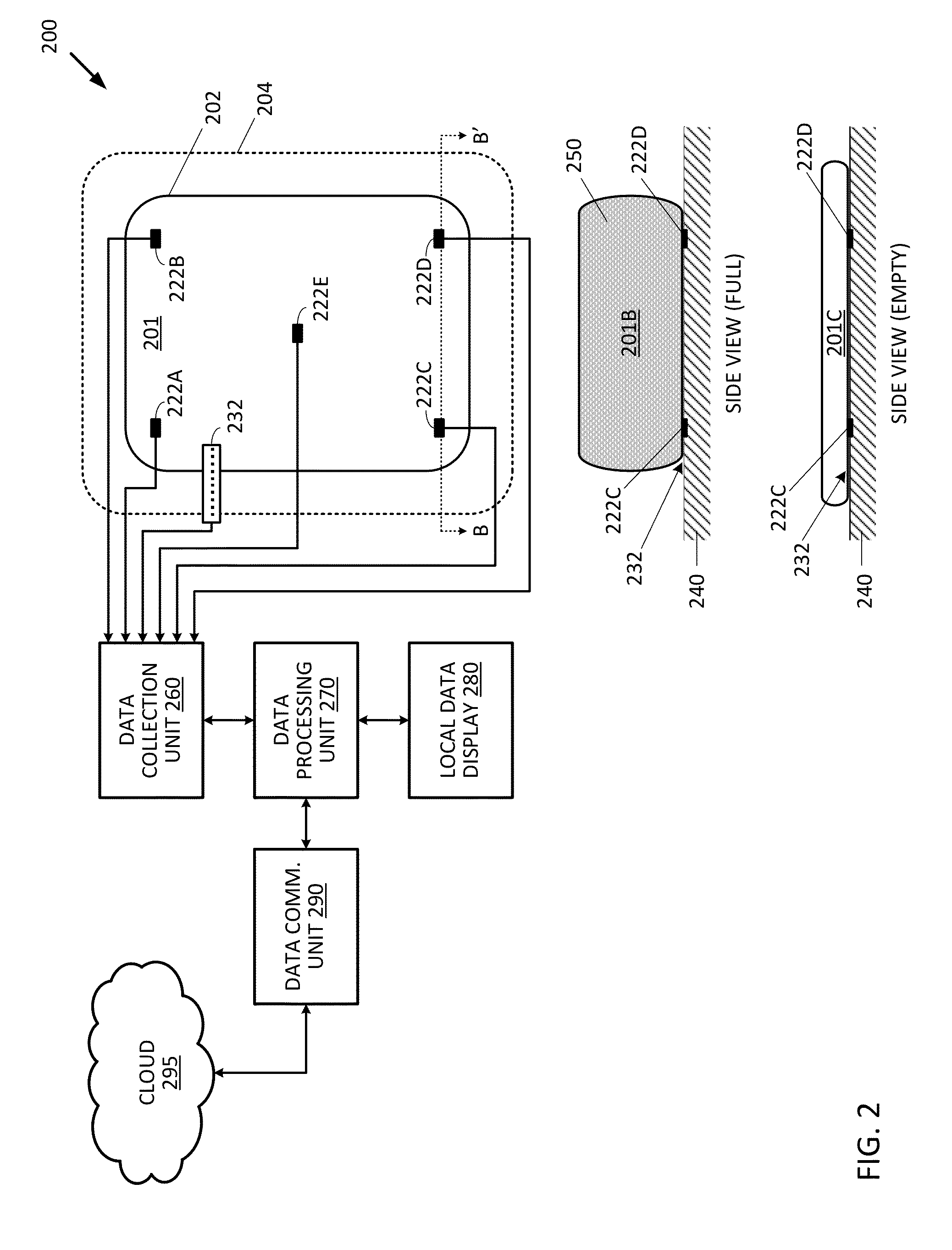 Methods and apparatuses for determining the volume of a substance in a flexible tank