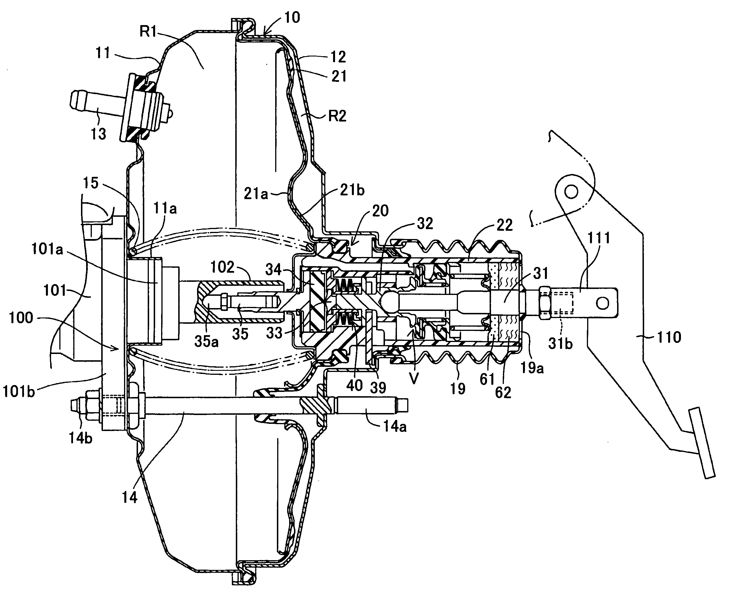 Vacuum-operated booster