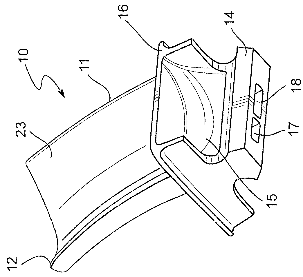 CMC blade with pressurized internal cavity for erosion control