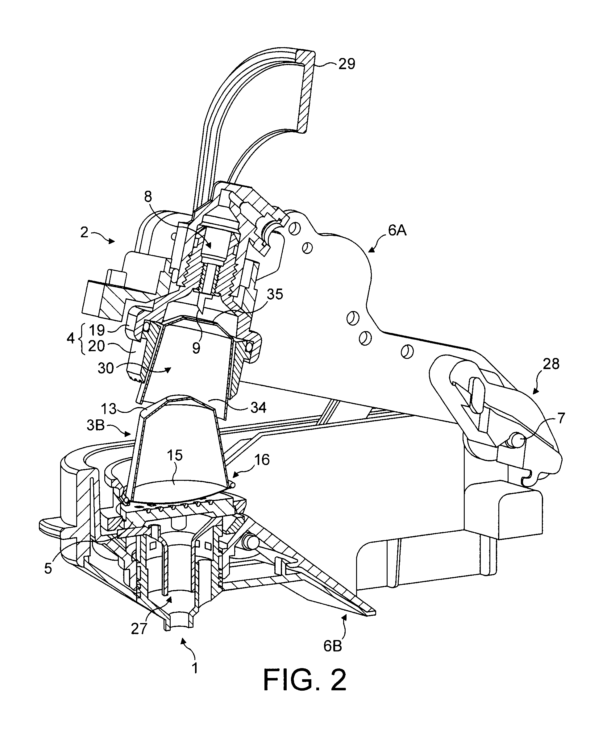 Sealing adapter for a beverage extraction system suitable for preparing a beverage from cartridges