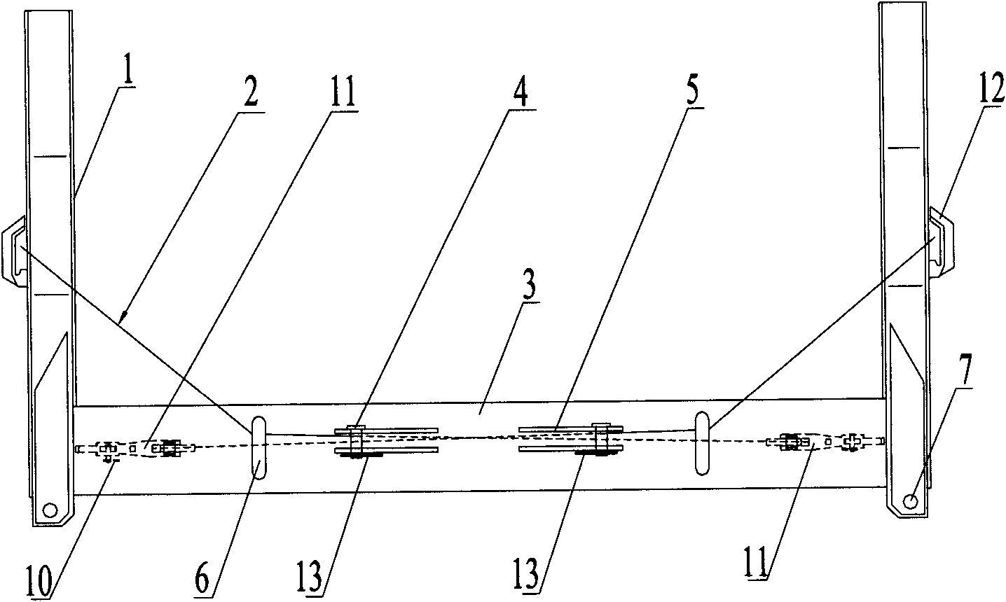 Turnover type upright column assembly, trailer and transportation method of long columnar goods