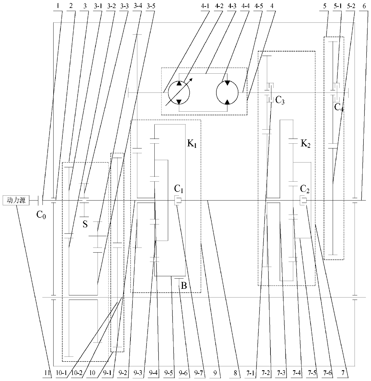 Continuously variable transmission system achieving multi-mode switching of hybrid power