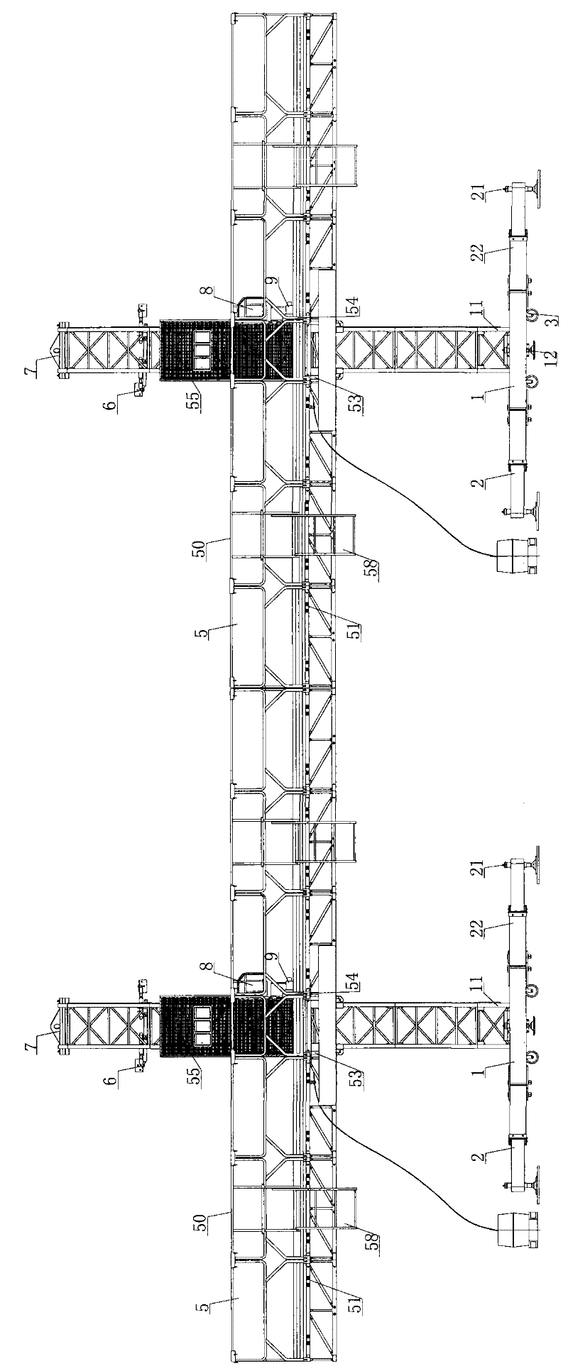 Double-pole climbing aerial working platform