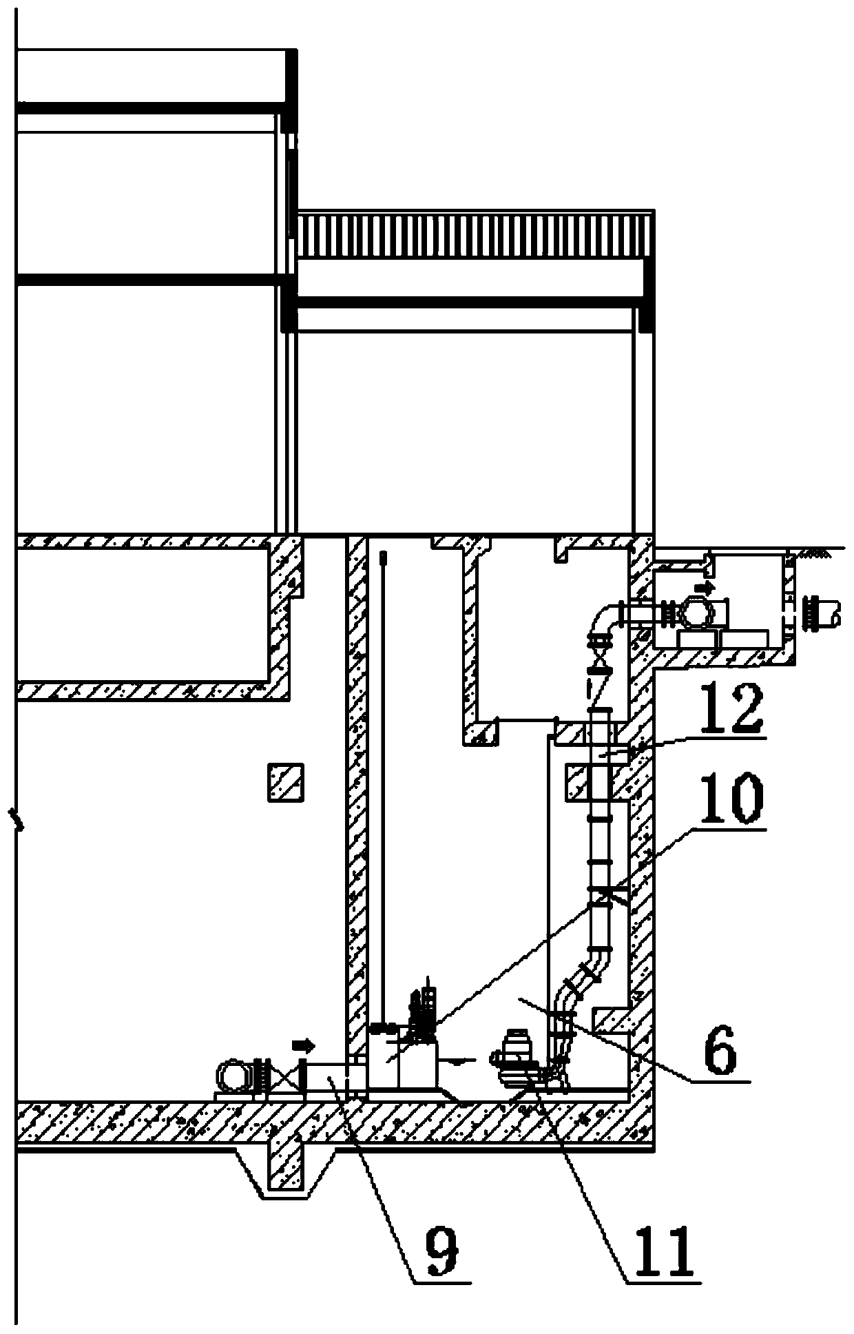 Jointly constructed rainwater pump house with function of initial rainwater and dry flow mixed sewage interception