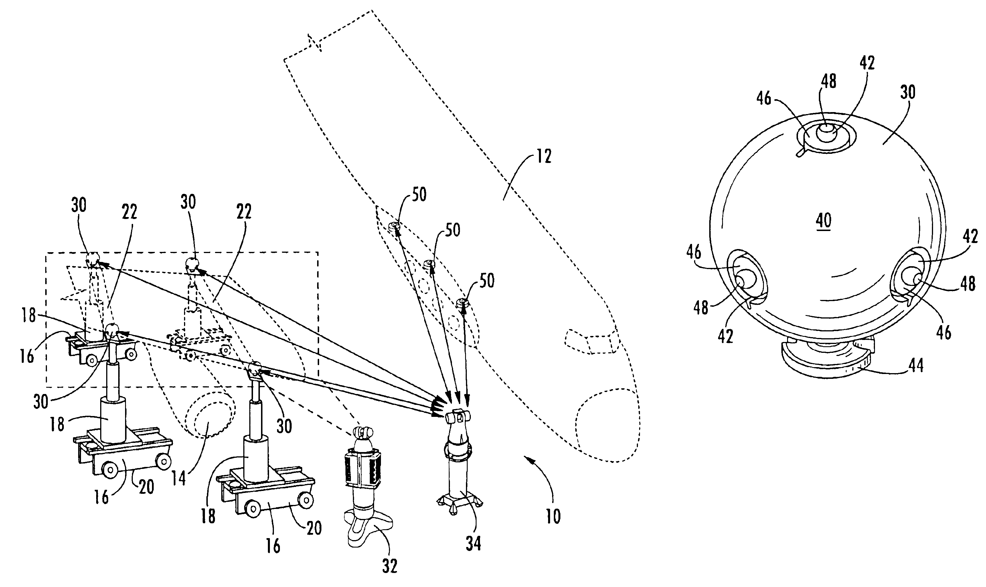 Tie-in device for the correlation of coordinate systems