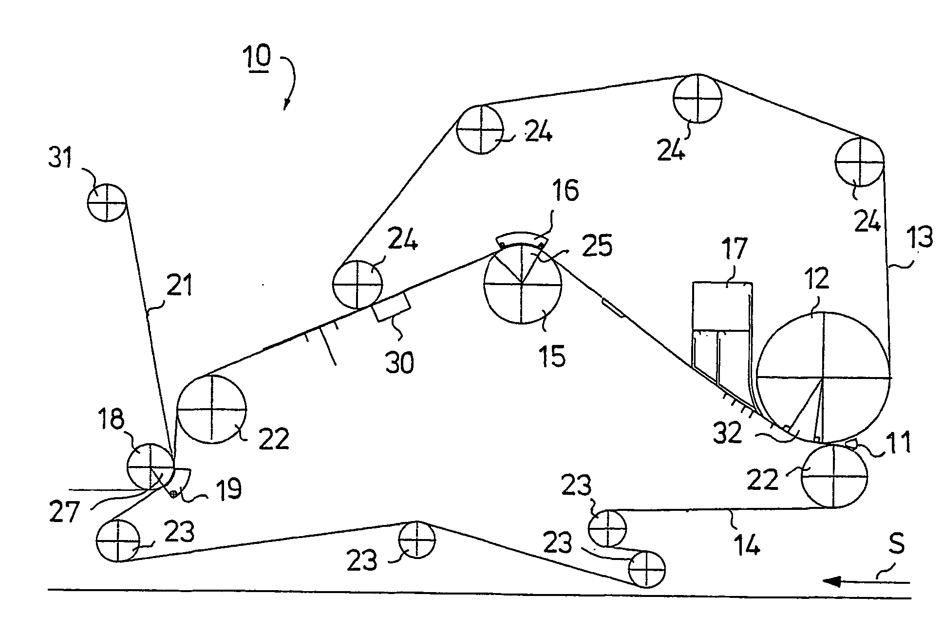 Arrangement for a wire section of a paper or board machine