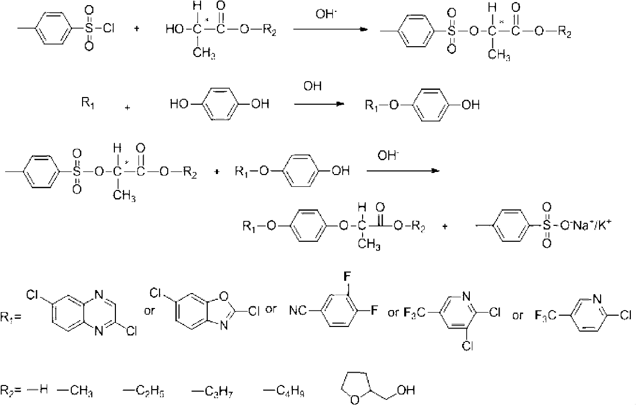 Method for recovering paratoluensulfonyl chloride from waste water generated by producing aryloxy phenoxy propionic acid herbicide