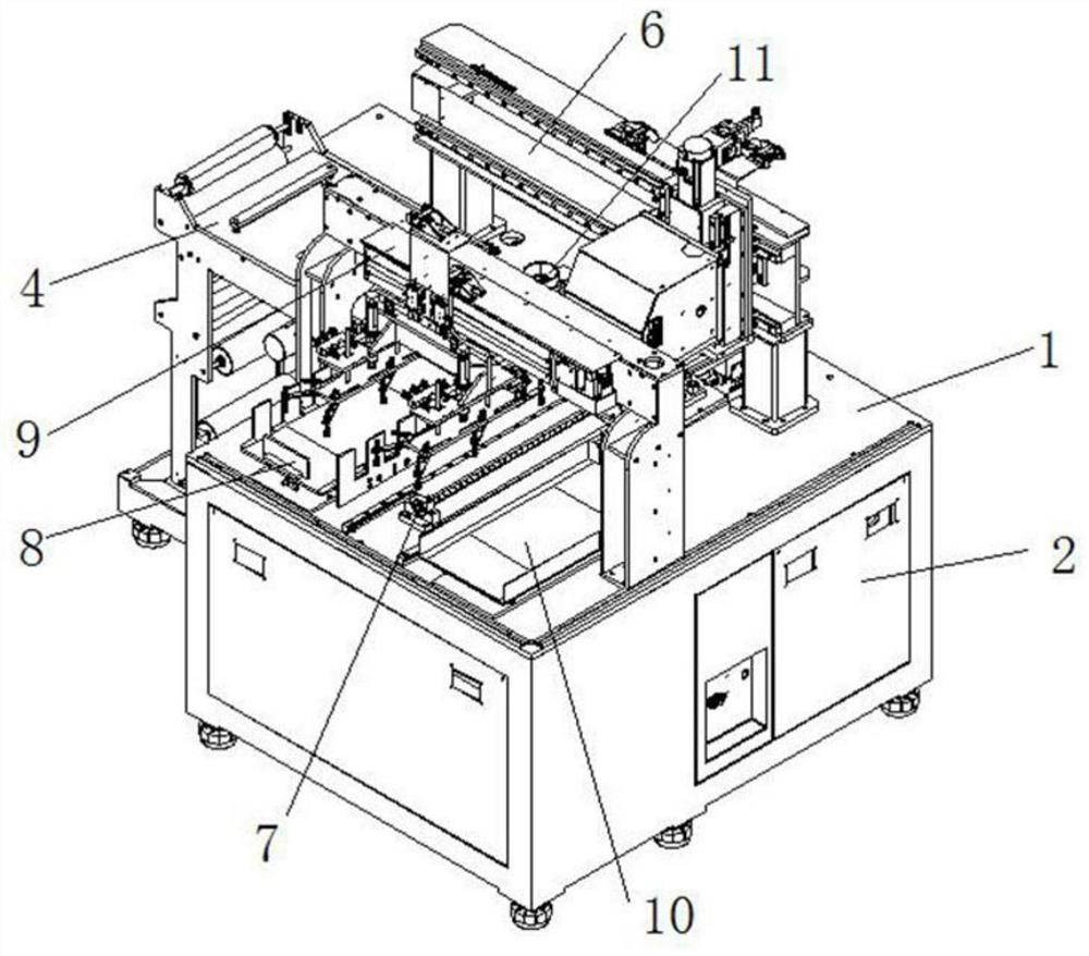 Full-automatic cover film laminating device for flexible circuit board and application of full-automatic cover film laminating equipment