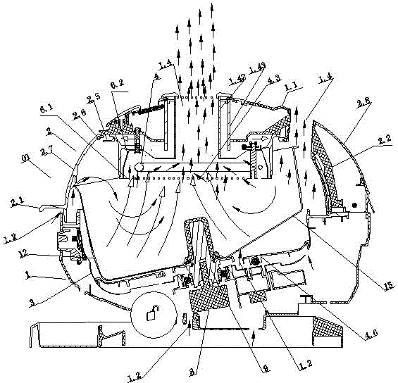 Baking oven with upper cover capable of exhausting gas