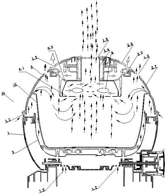 Baking oven with upper cover capable of exhausting gas