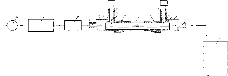 Puncture device of gold pipe and collection device of trace hydrogen sulfide generated by thermal simulation in gold pipe