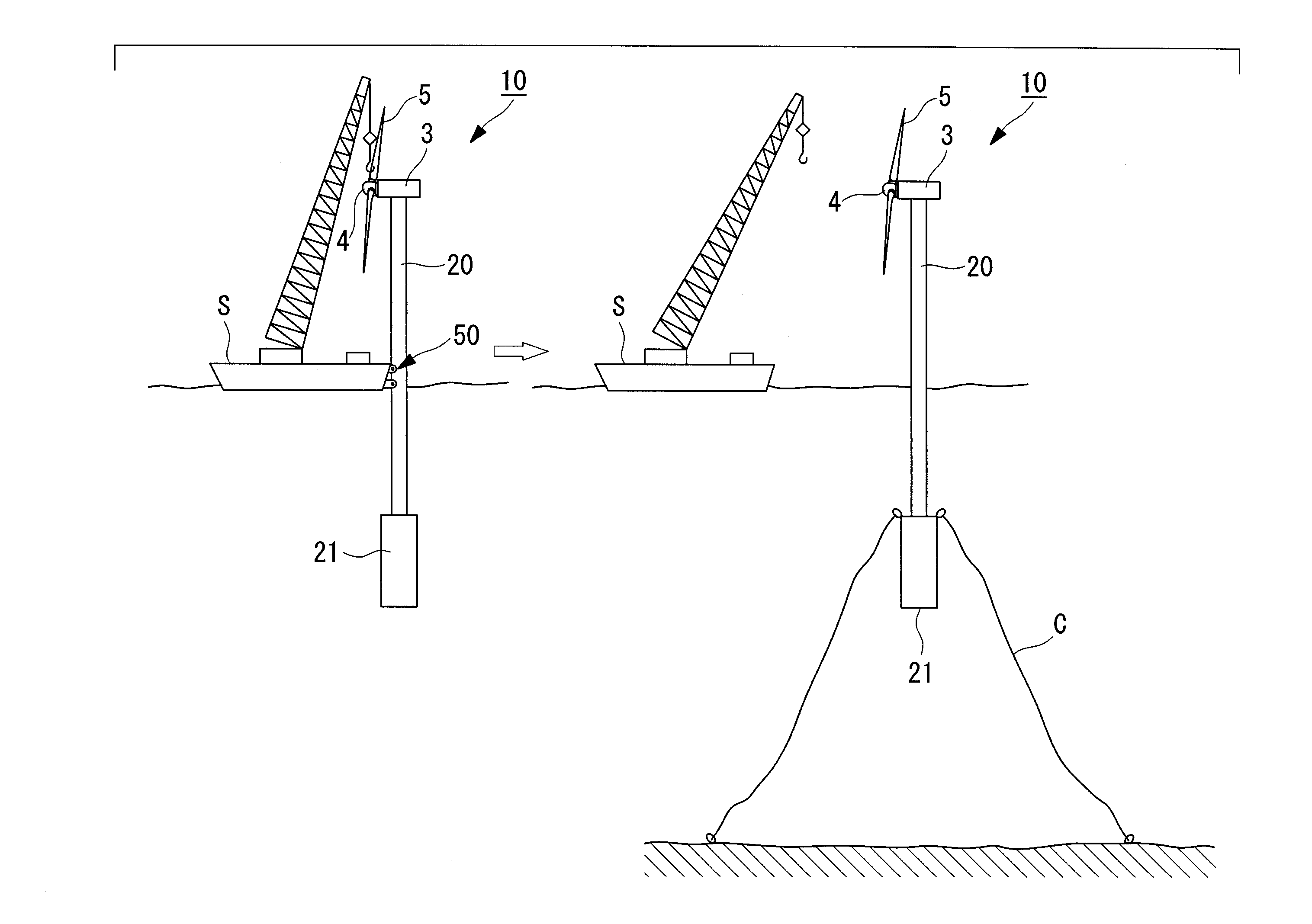 Construction method and construction apparatus for offshore wind turbine generator