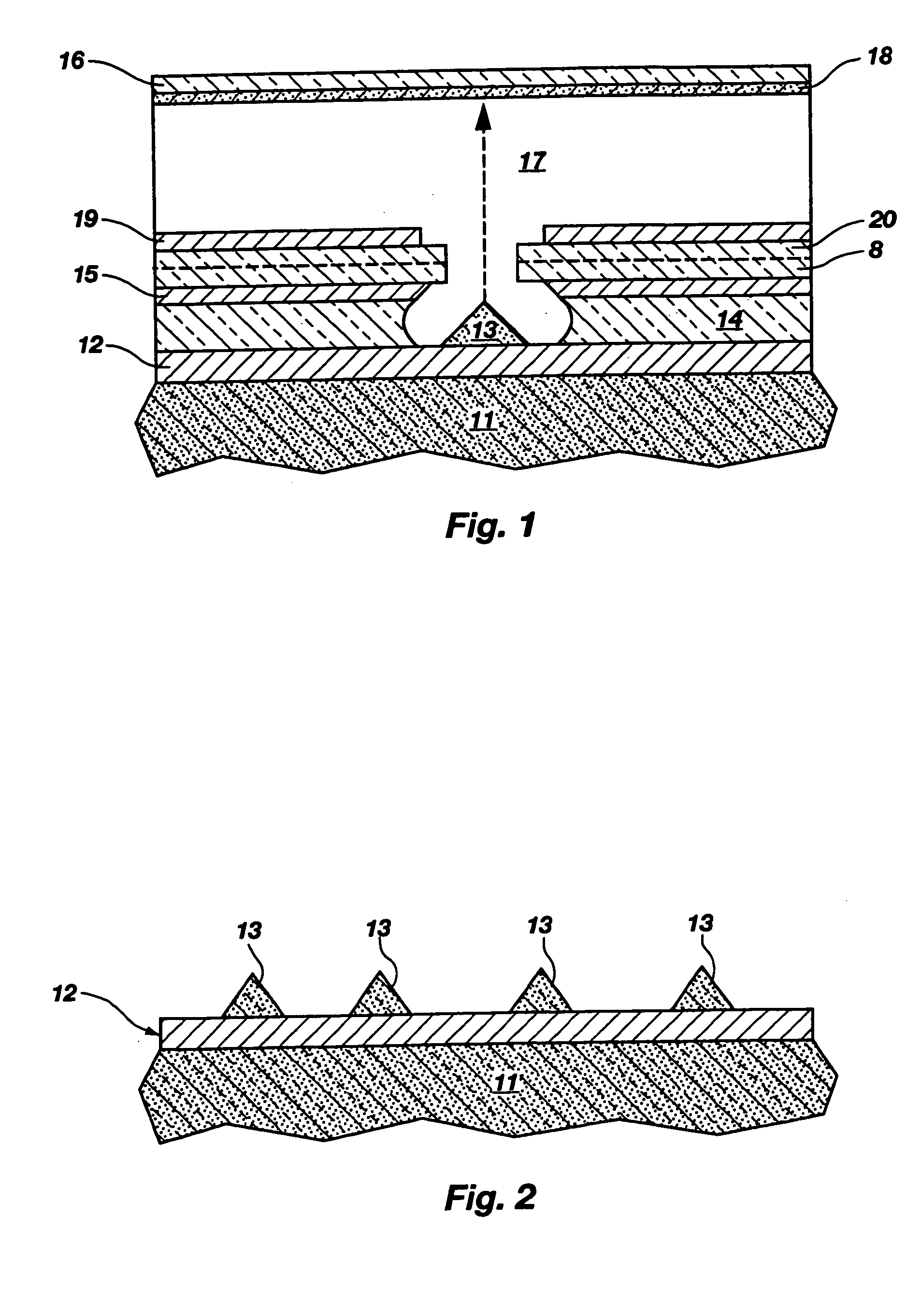 Electrode structures, display devices containing the same