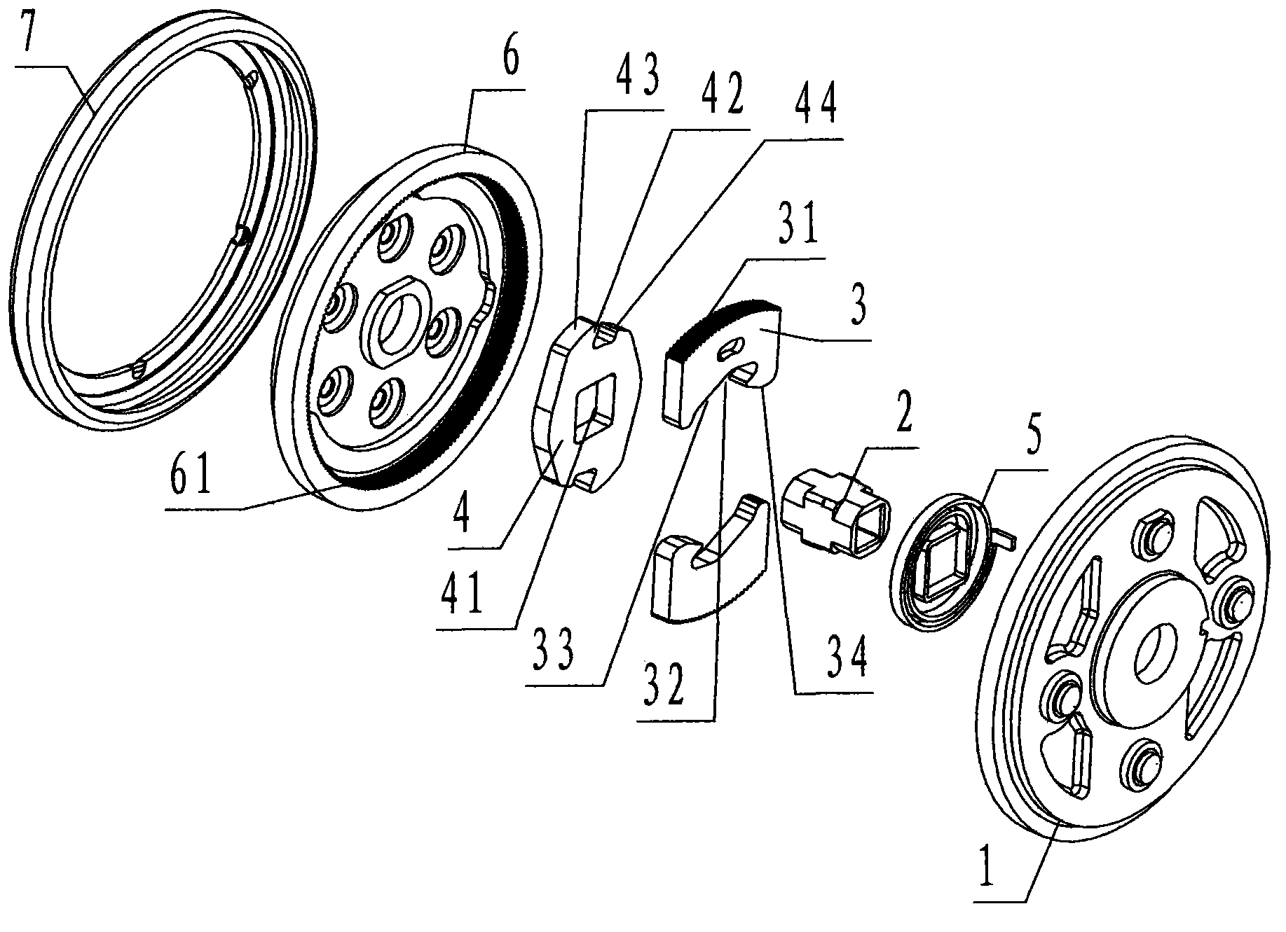 Unlocking and locking device resistant against inverse motion impact