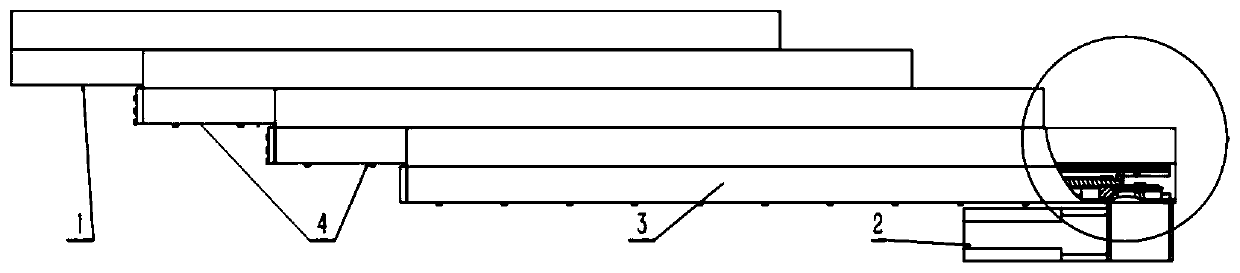 Lead screw drive based multistage synchronous telescopic boom