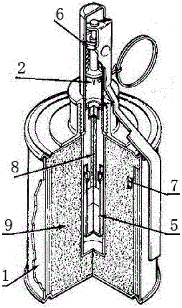 A grenade throwing fire extinguishing bomb