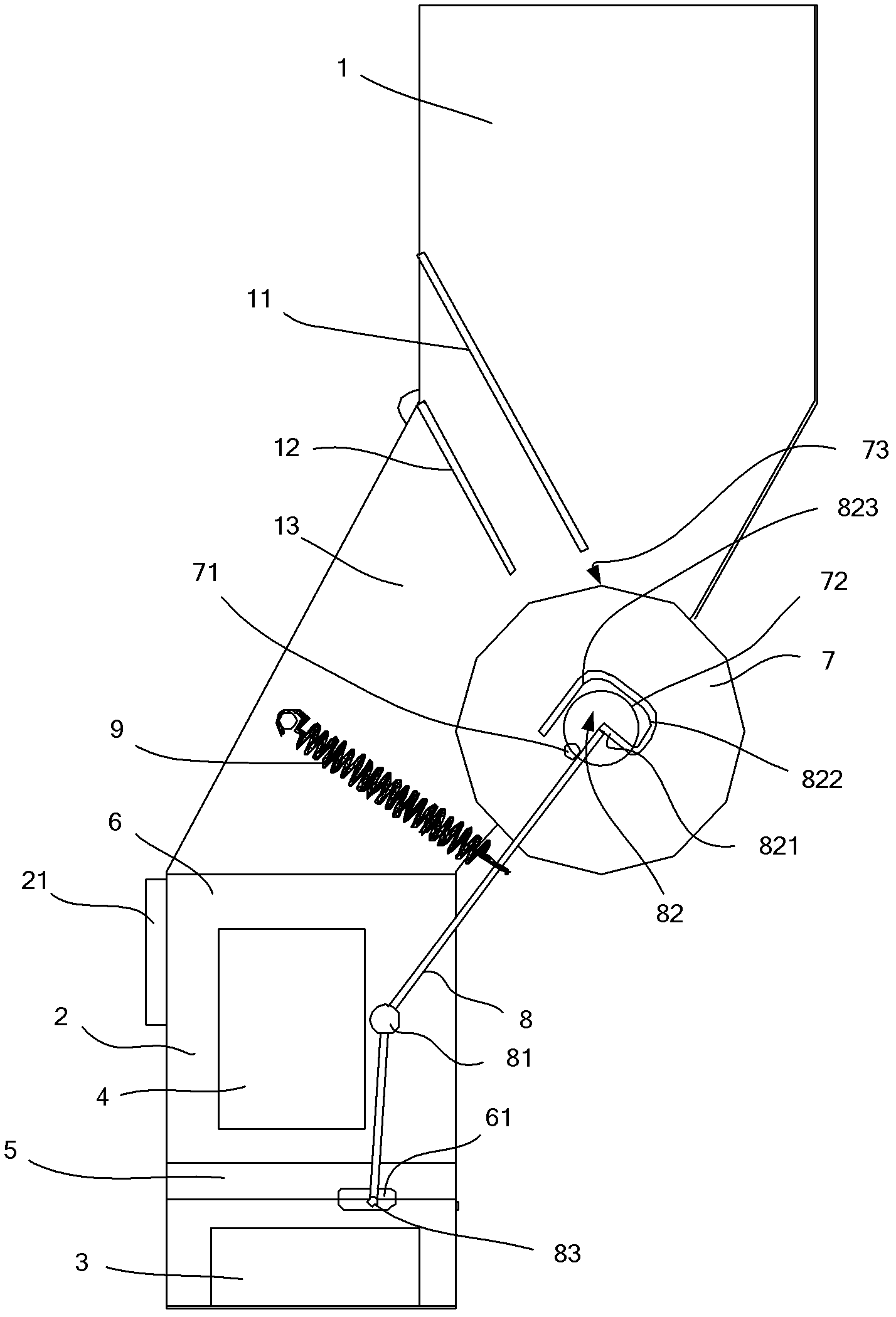 Automatic feeding and dedusting device in furnace