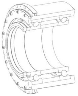 Horizontal type three-axis simulation turntable with four symmetrical pitch axis motors