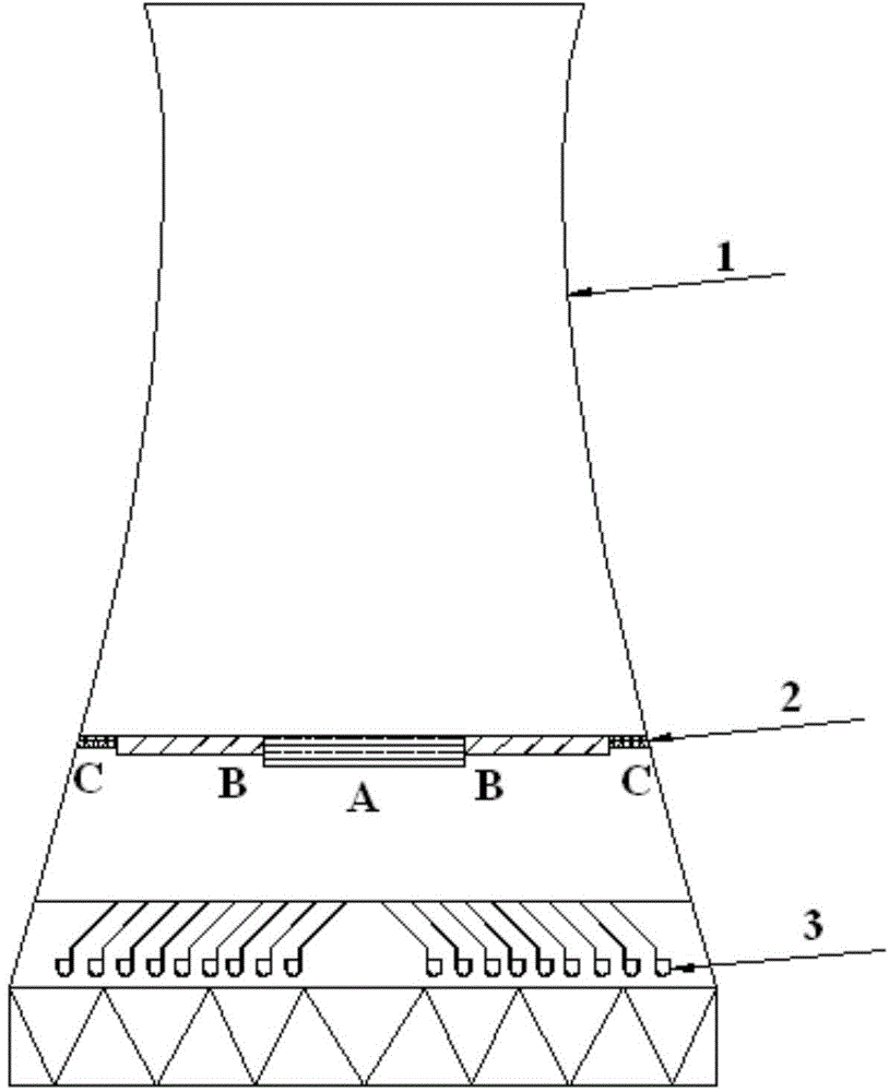 Non-uniform water distribution system for high-position water collecting cooling tower