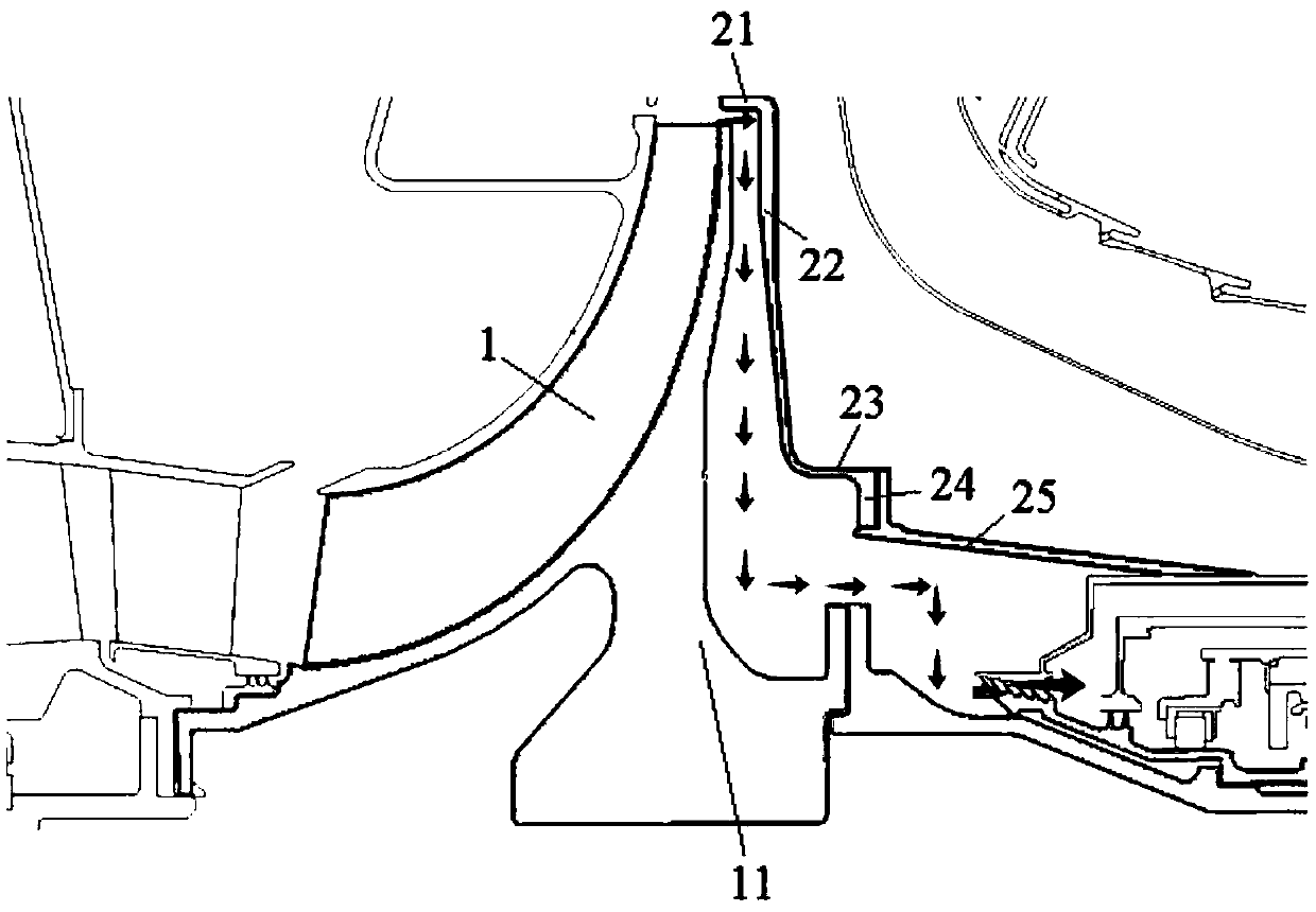 Centrifugal compressor air entraining structure and gas turbine engine