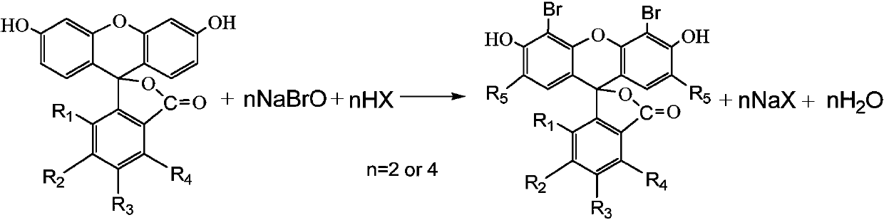 Preparation method of bromofluorescein type cosmetic dyestuff