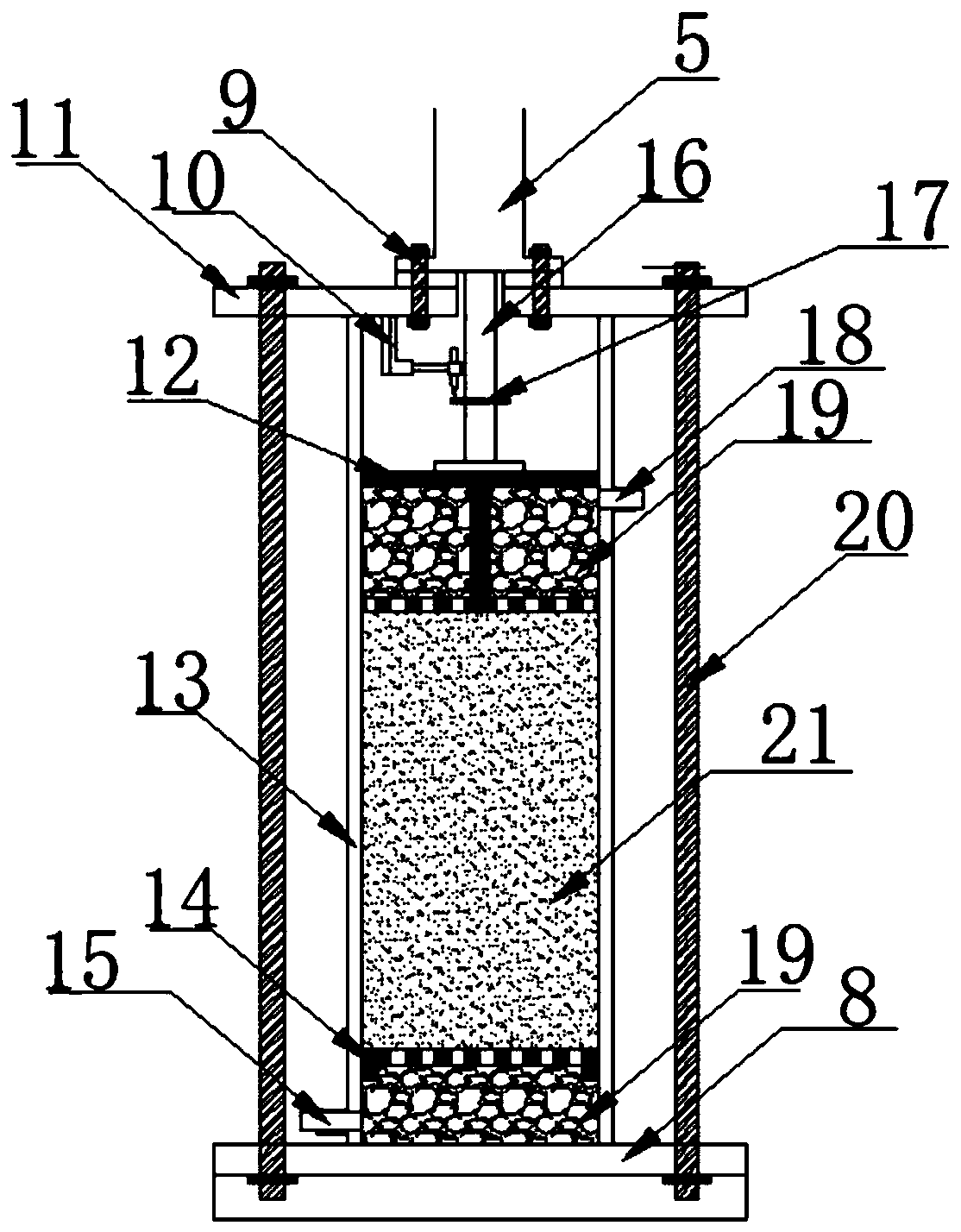 Indoor test device for determining seepage erosion characteristics of soil sample under in-situ pressure