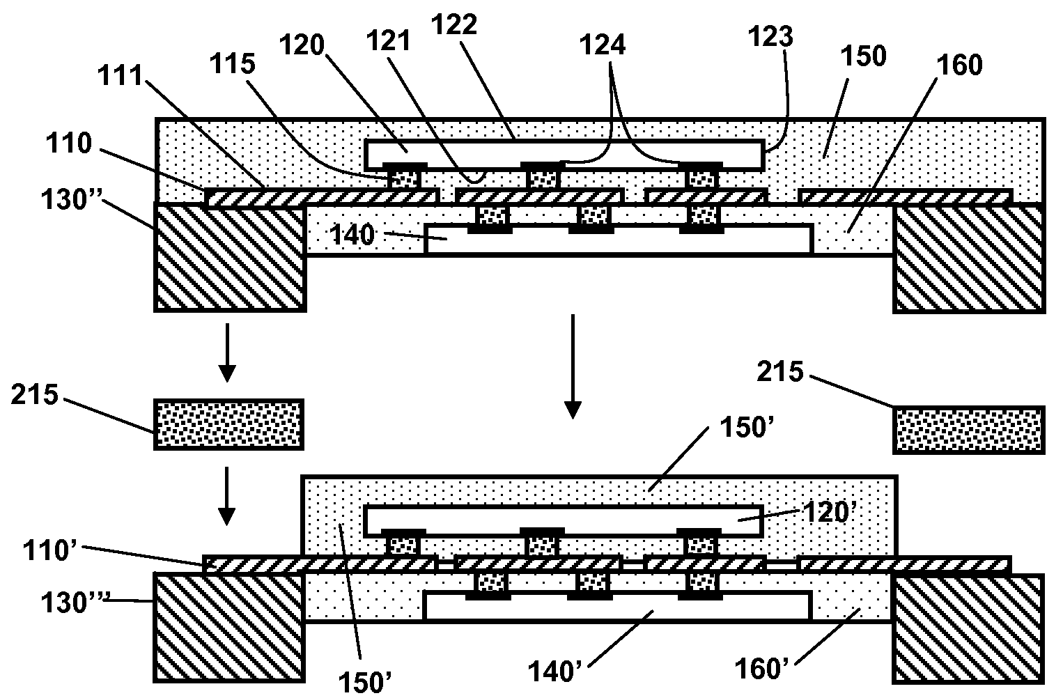 Flexible and Stackable Semiconductor Die Packages, Systems Using the Same, and Methods of Making the Same