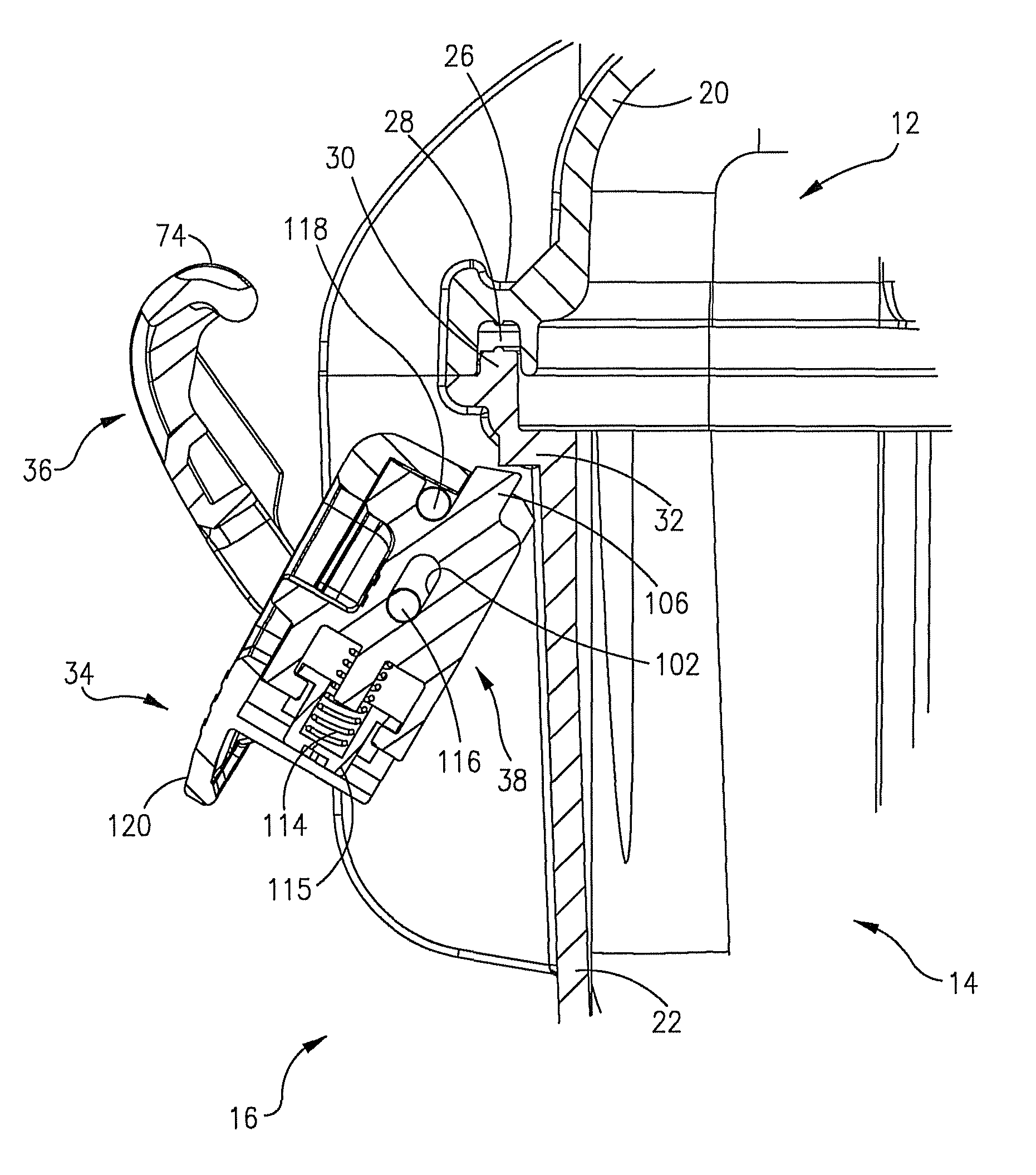 Carrying case with locking latch mechanism