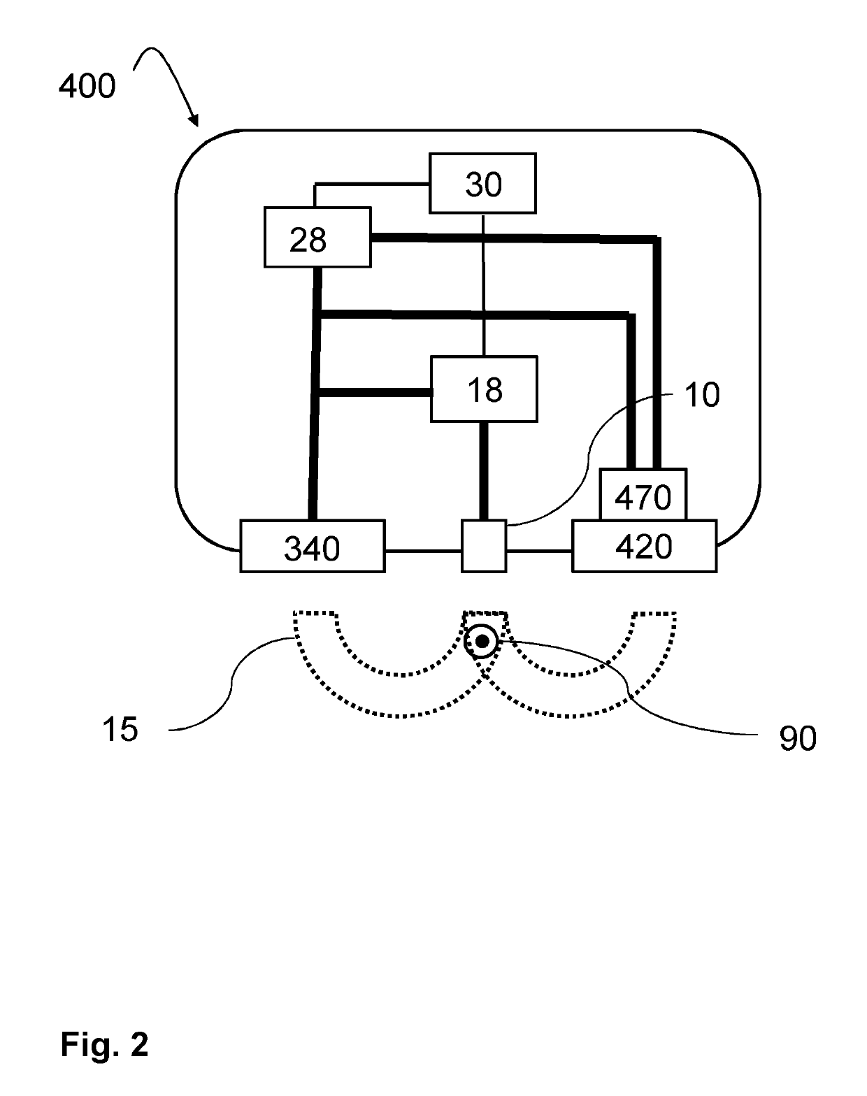 Treatment device using R.F. electrical current for heating a first inner region and a second inner region of skin