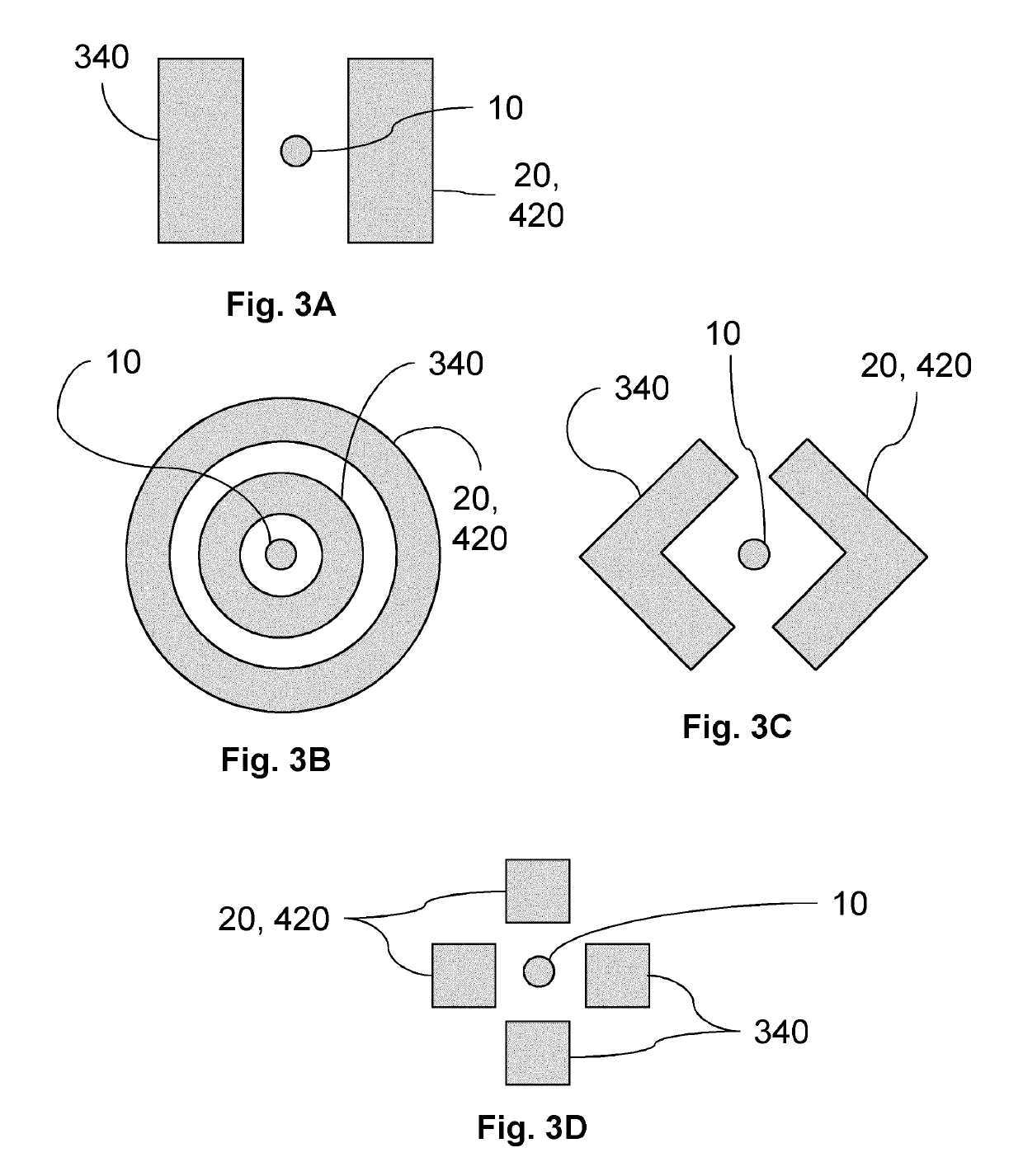 Treatment device using R.F. electrical current for heating a first inner region and a second inner region of skin