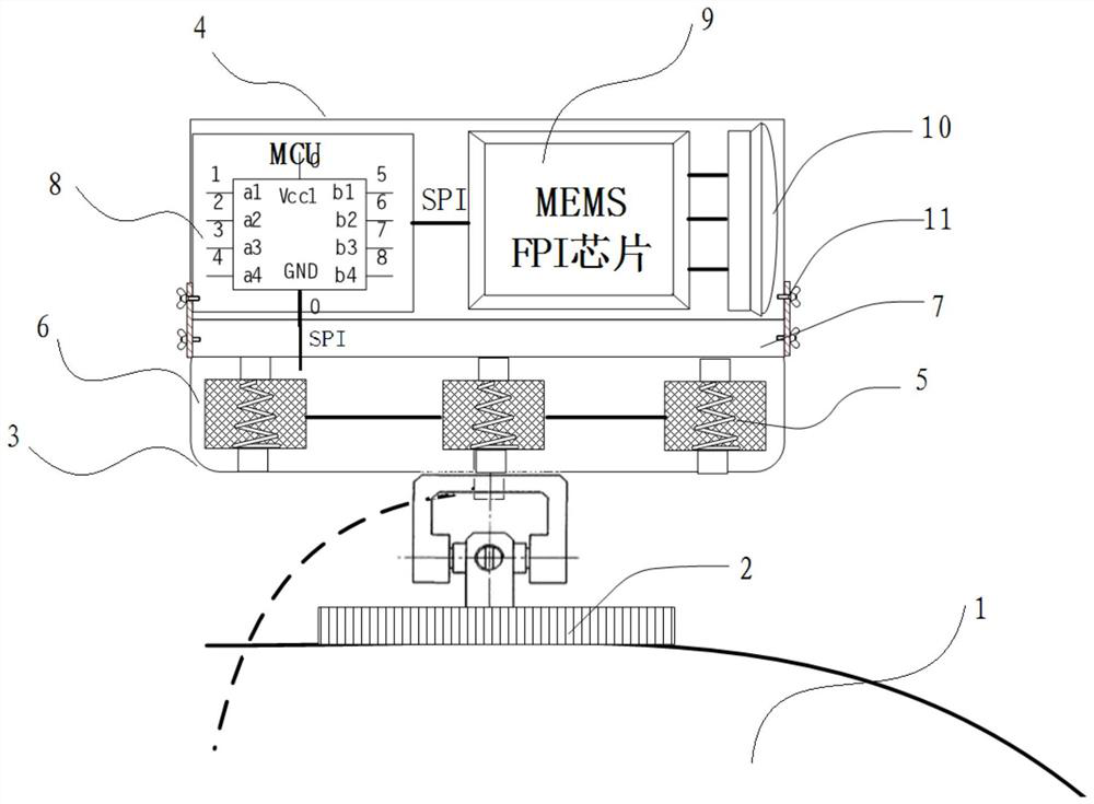 Piezoelectric driving local single-point push-broom type water quality state detection device and push-broom method thereof