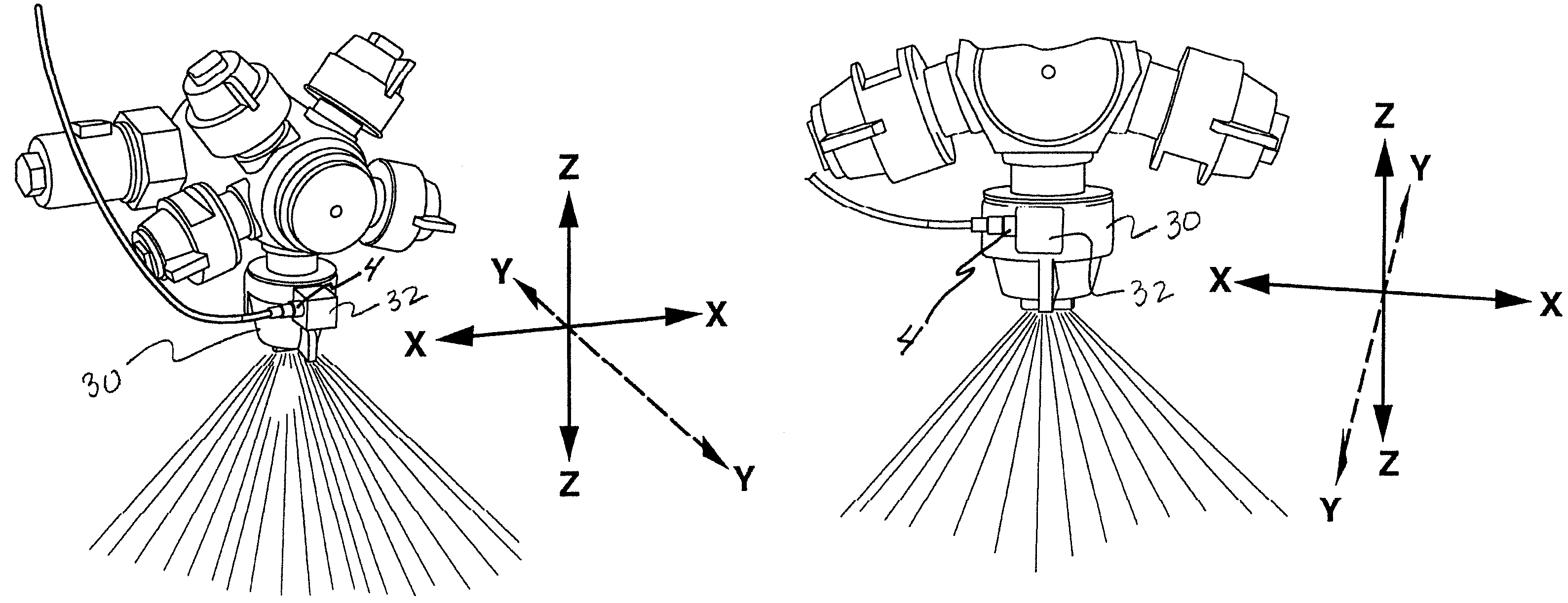 Flow control and operation monitoring system for individual spray nozzles