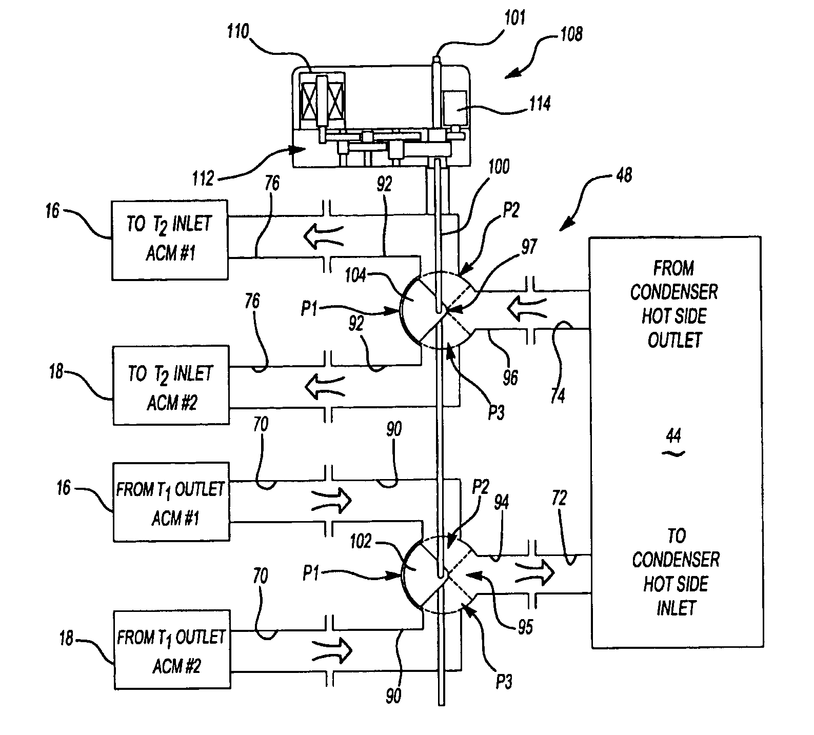 Manifold for pack and a half condensing cycle pack with combined heat exchangers